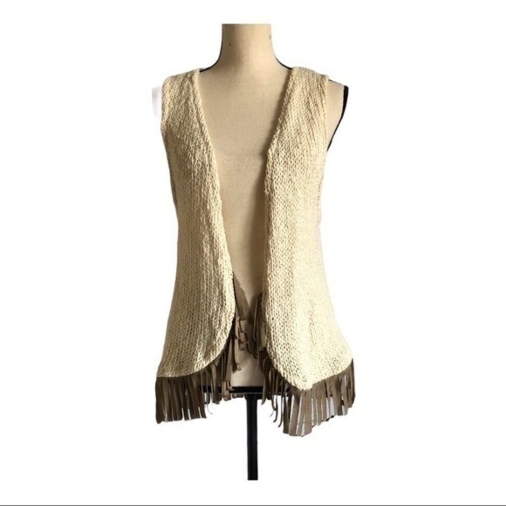 Astars Bonfire Festival Hippie Fringe Knit Vest Size S - Picture 8 of 13
